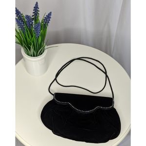 VINTAGE Black Dress Crossbody Rhinestones
